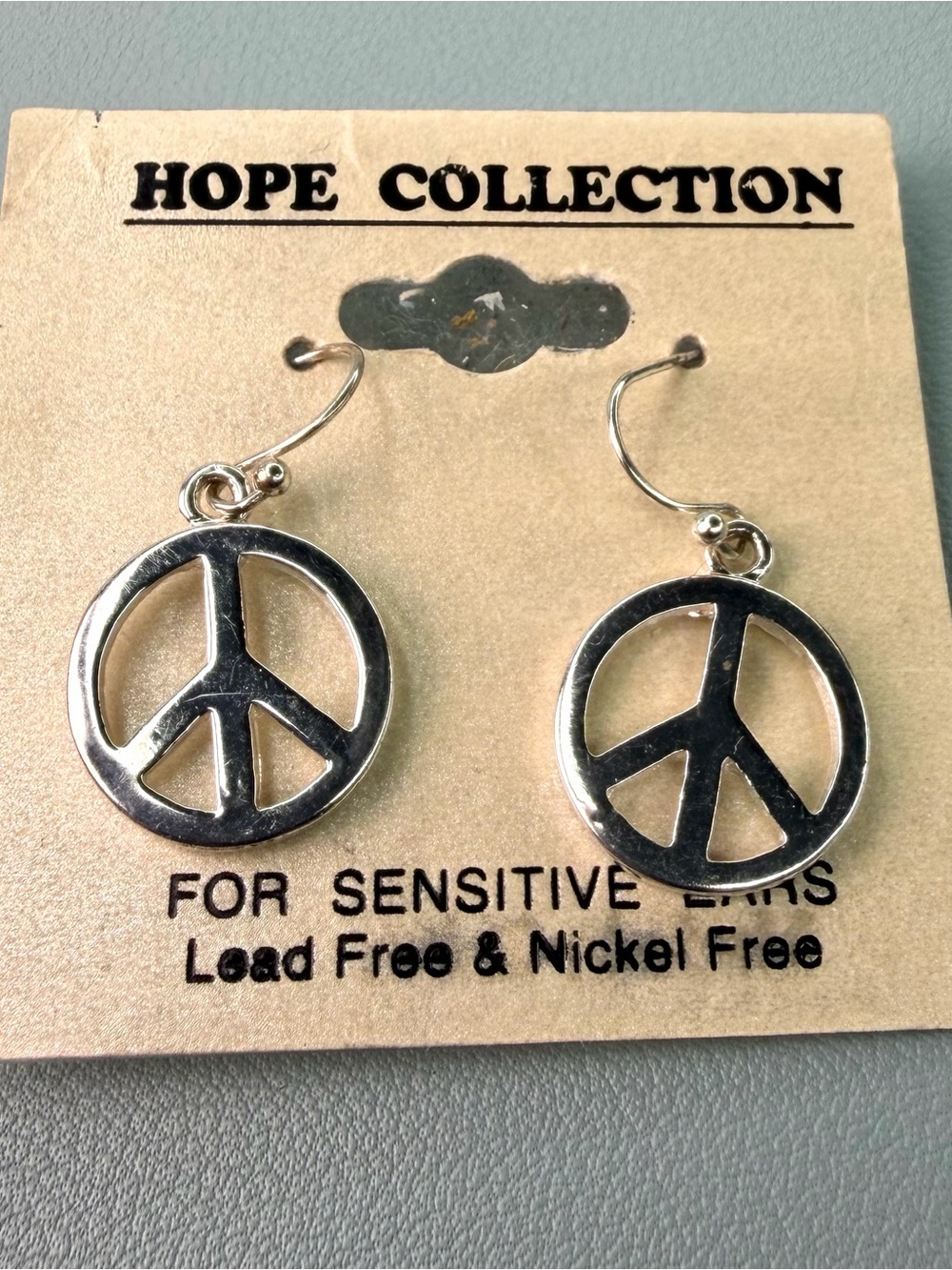Home Collection Silver-Tone Peace Sign Dangle Earrings